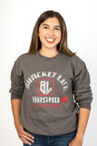 BracketLife Brand design on grey crewneck
