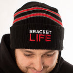 bracketlife logo embroidered on black knit mens toque